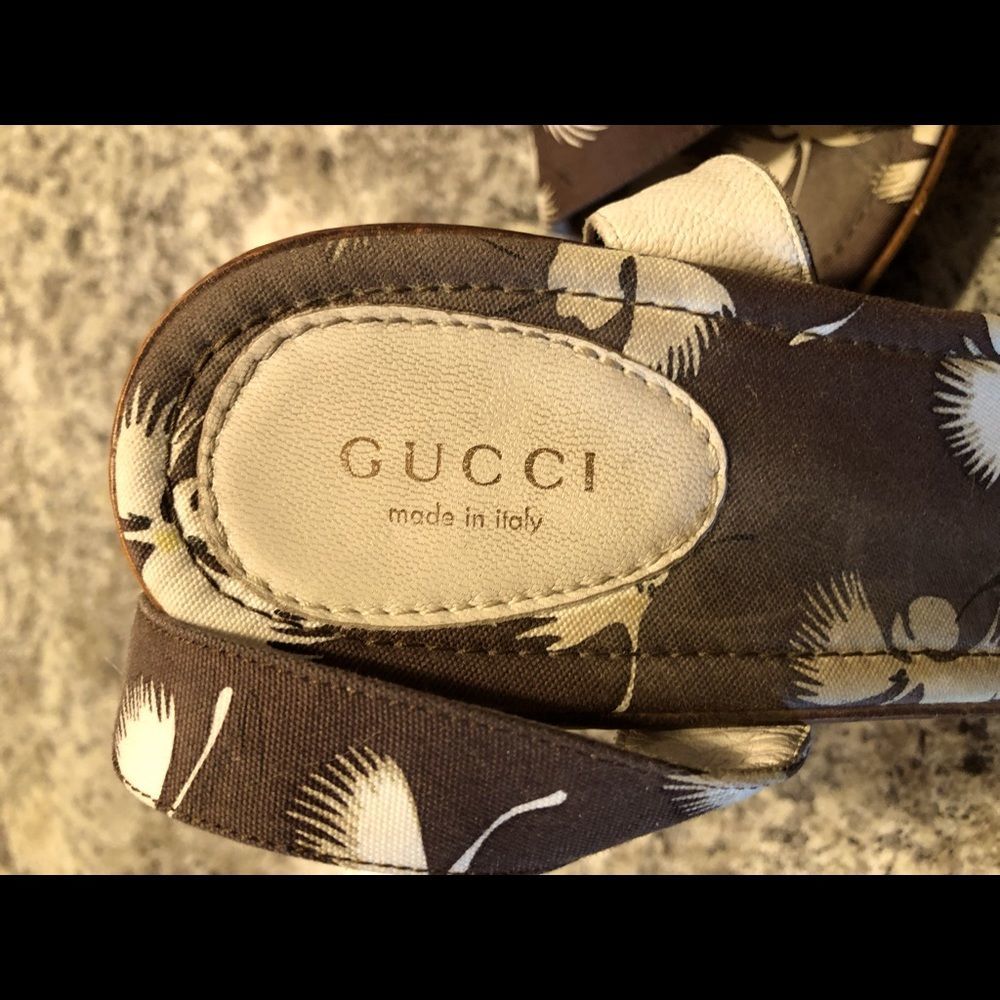 Gucci flower print wooden heel - Picture 5 of 10